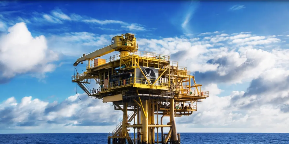 Offshore oil and gas production platform at sea
