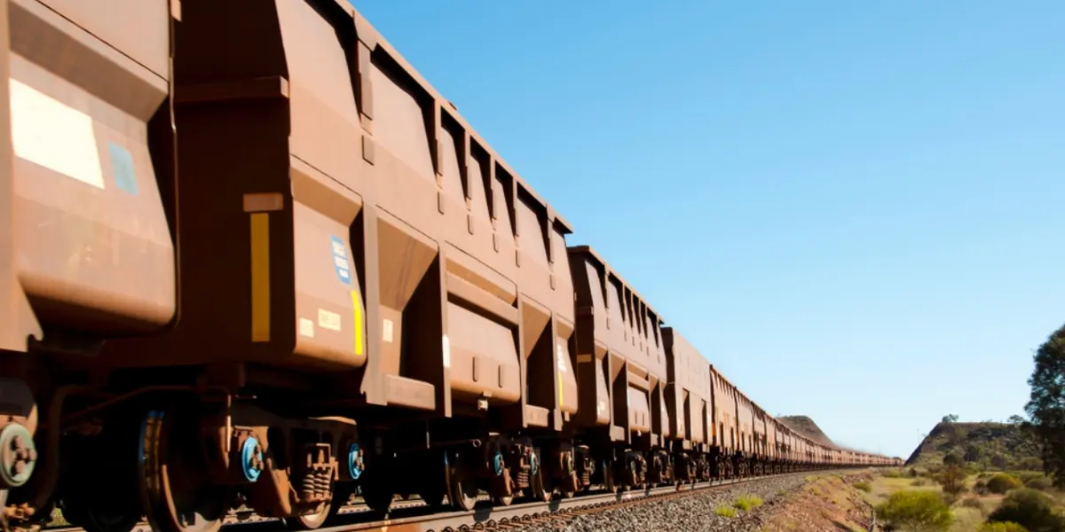 Iron ore rail wagons on an outback line